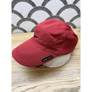 Y2K NIKE DRI-FIT Tailwind Hat Mesh Cap Red w/ Blk Swoosh Pull Strap Unisex RARE